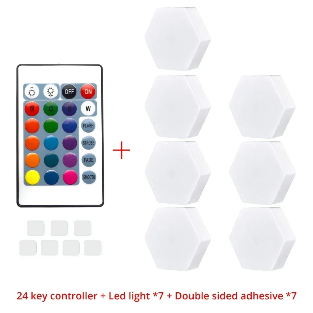 Touch Sensor RGB LED Hexagon Lamp