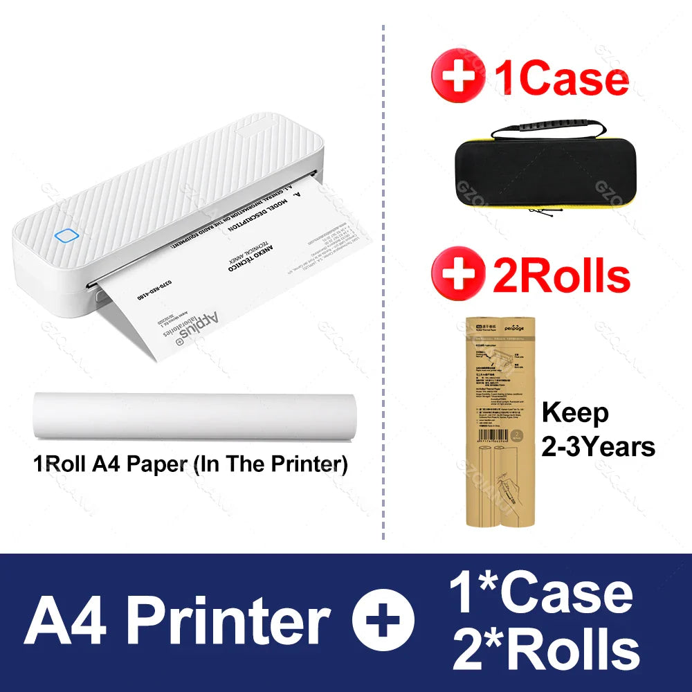 Portable Inkless Bluetooth A4 Thermal Printer