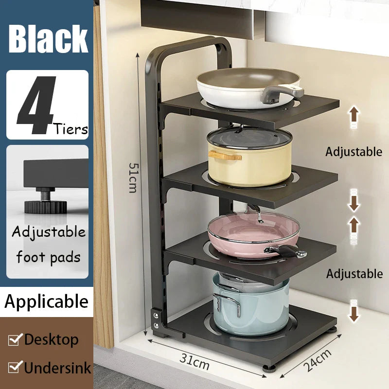 Adjustable Kitchen Pot Storage Rack