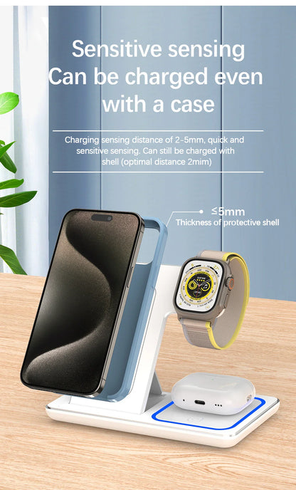 3 in 1 Foldable Wireless Charging Stand - Wholesalus