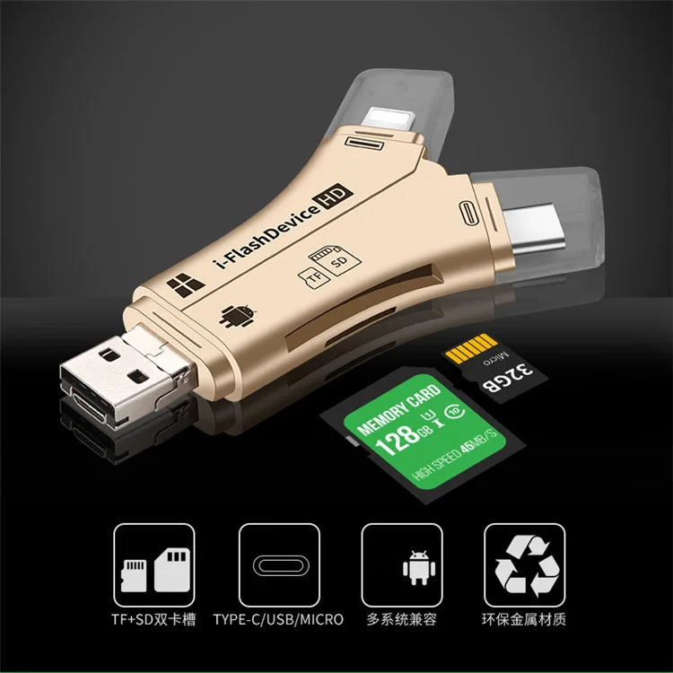 4 In 1 Flash Drive Card Reader