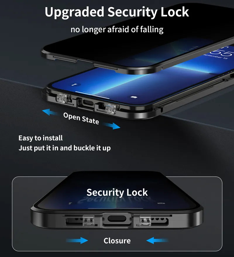 Double Sided Magnetic Glass Anti-Peep Mobile Case - Wholesalus