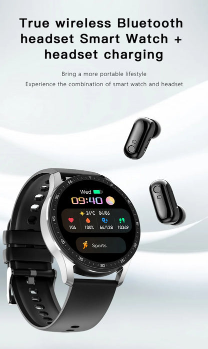 Two In One  Smart Watch With Bluetooth Earbuds - Wholesalus