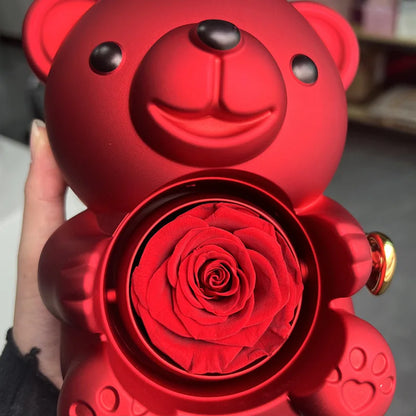 Rose Hugging Bear Gift Box With Necklace - Wholesalus