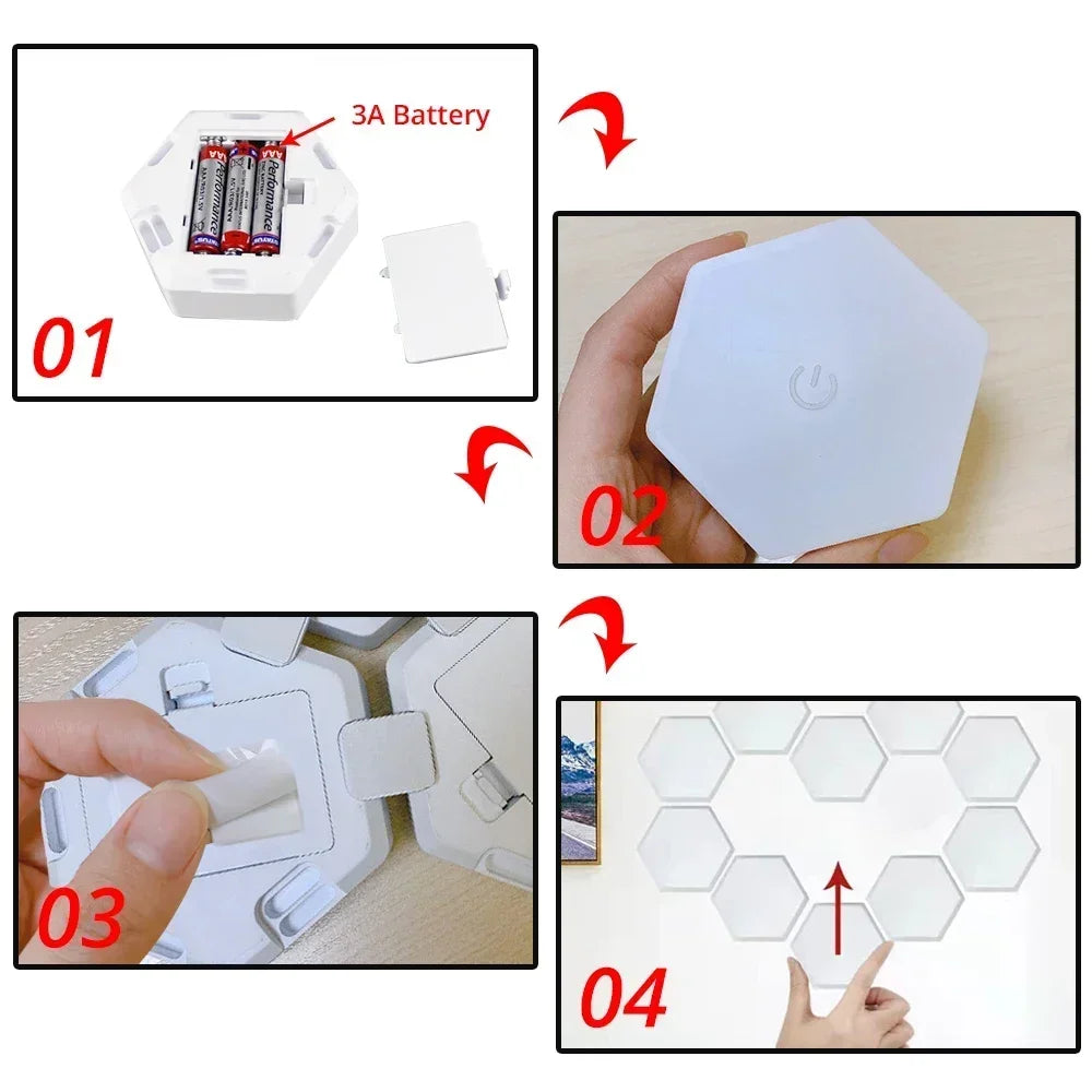 Touch Sensor RGB LED Hexagon Lamp