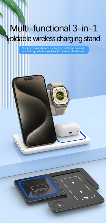 3 in 1 Foldable Wireless Charging Stand - Wholesalus