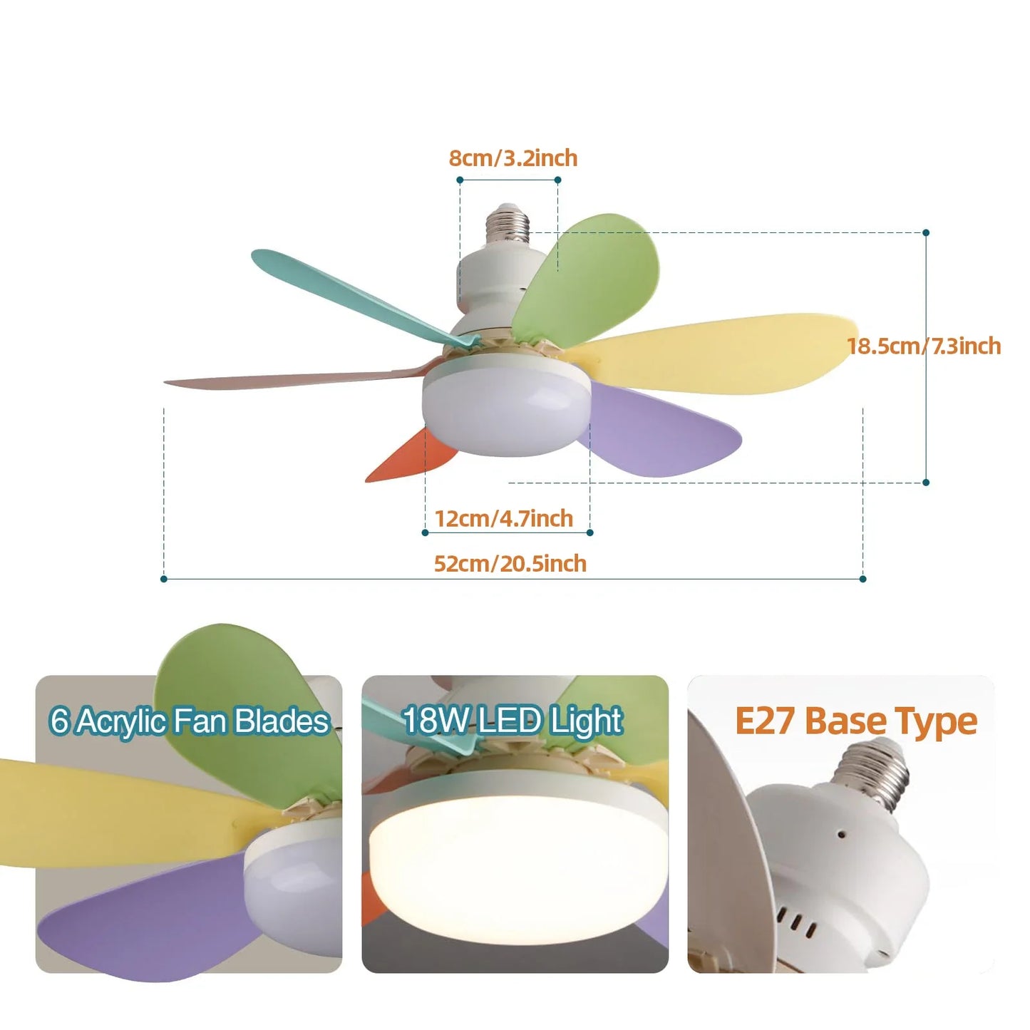 Socket Ceiling Fan with Light