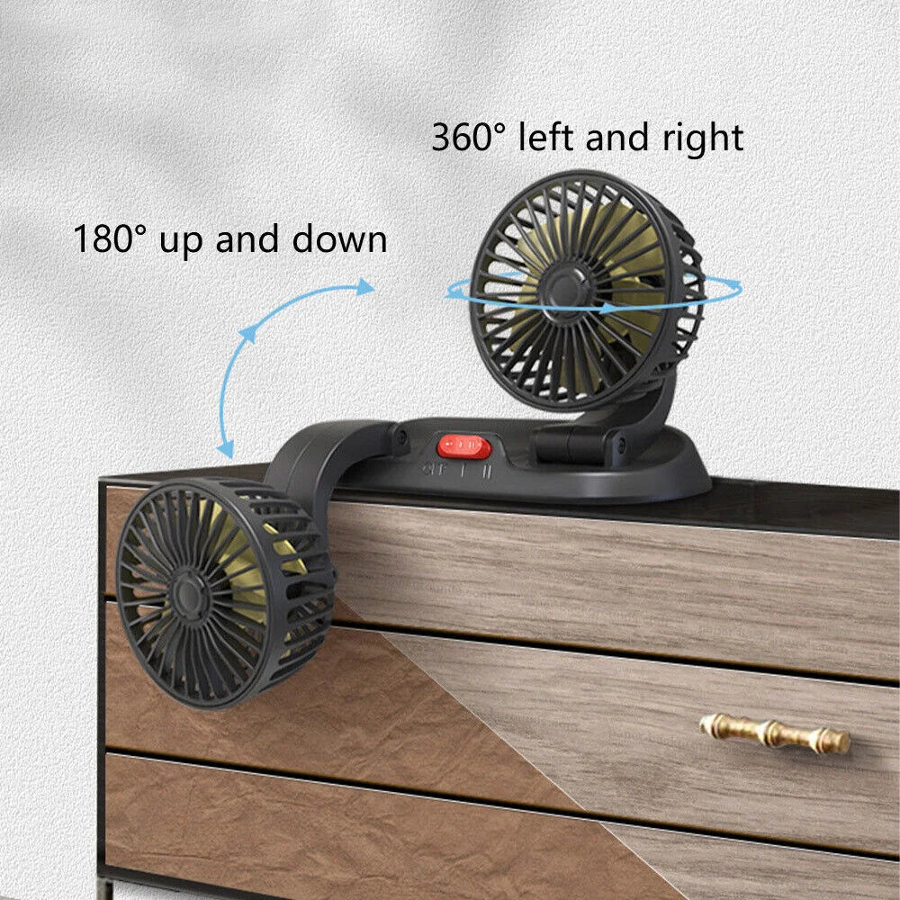 Portable Dual Head Car Air Cooling Fan