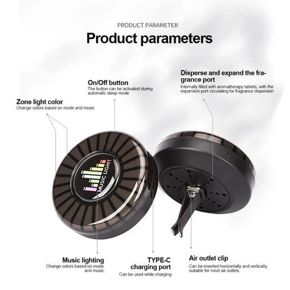 Car Aromatherapy Rhythm Light 1Pc - Wholesalus