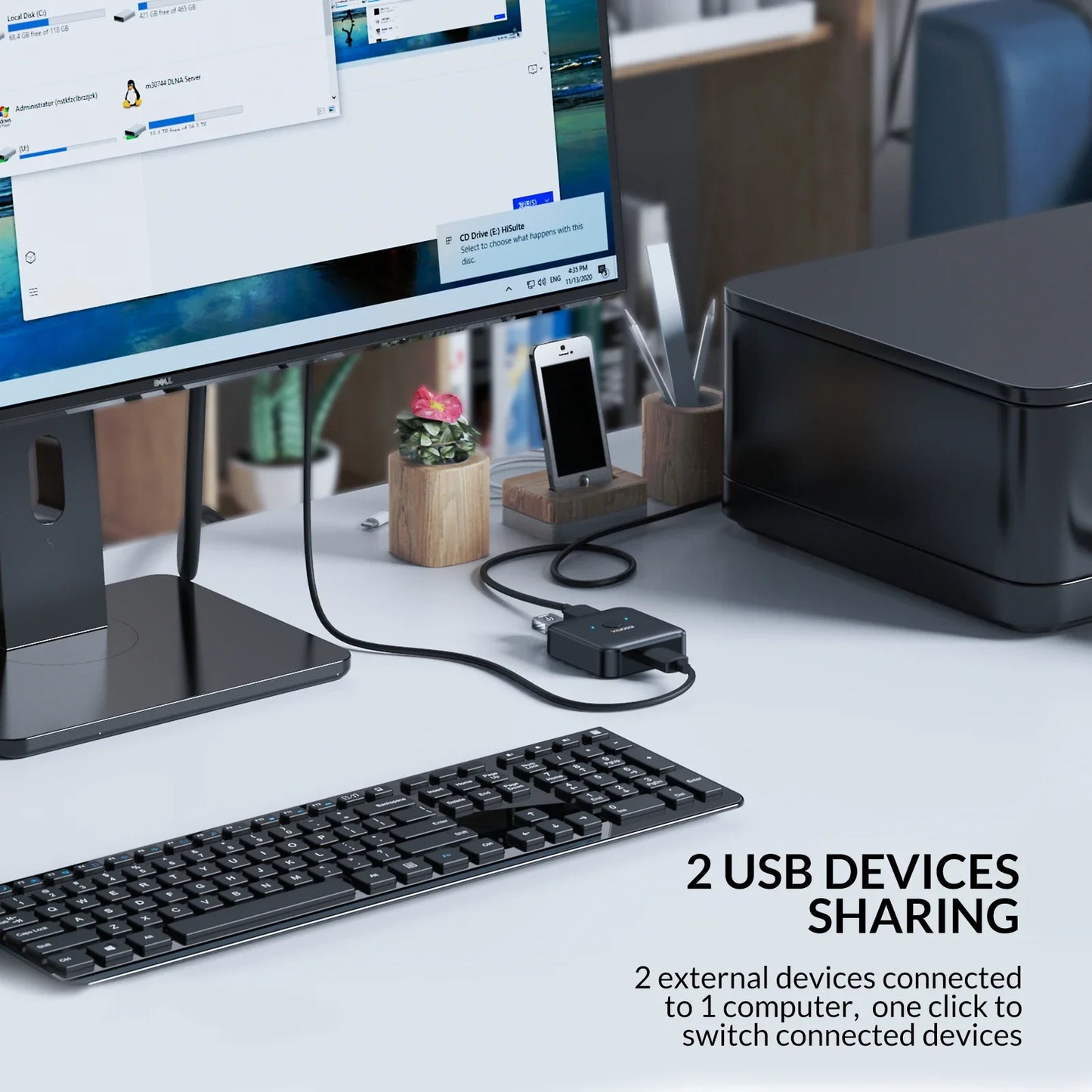 2 In 1 Data Switcher USB HUB