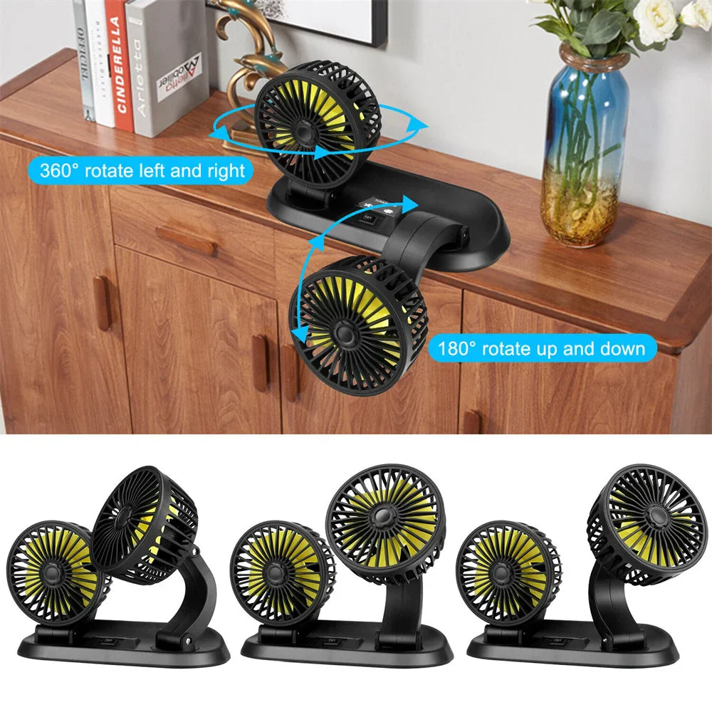 Portable Dual Head Car Air Cooling Fan