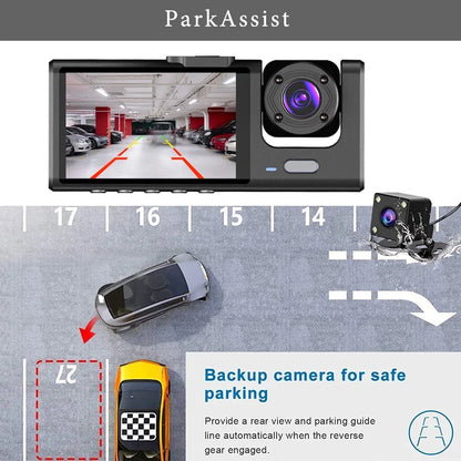 Three Channel Car HD DashCam - Wholesalus