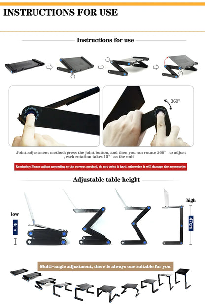 Adjustable Laptop Stand with Mouse Pad - Wholesalus