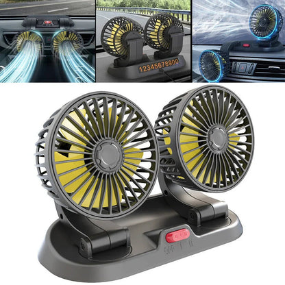 Portable Dual Head Car Air Cooling Fan - Wholesalus