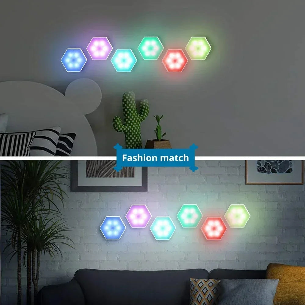 Touch Sensor RGB LED Hexagon Lamp