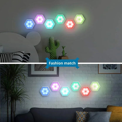 Touch Sensor RGB LED Hexagon Lamp - Wholesalus