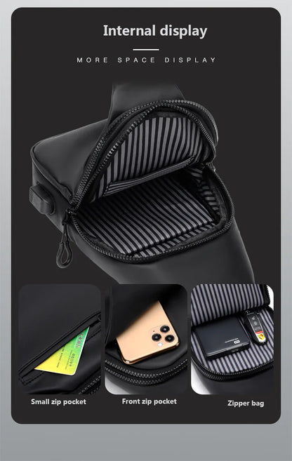 Waterproof Chest Bag with USB Charging Interface - Wholesalus