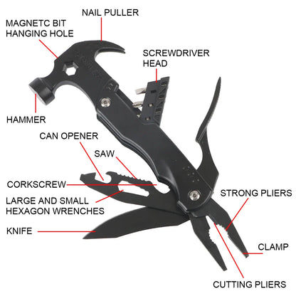 Multifunctional Pliers With Folding Nail Hammer - Wholesalus