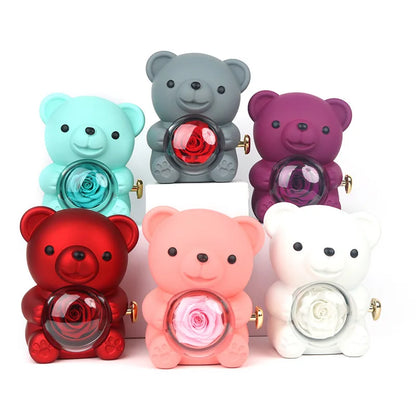 Rose Hugging Bear Gift Box With Necklace - Wholesalus