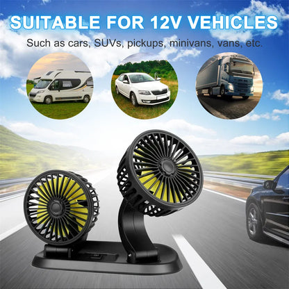 Portable Dual Head Car Air Cooling Fan - Wholesalus