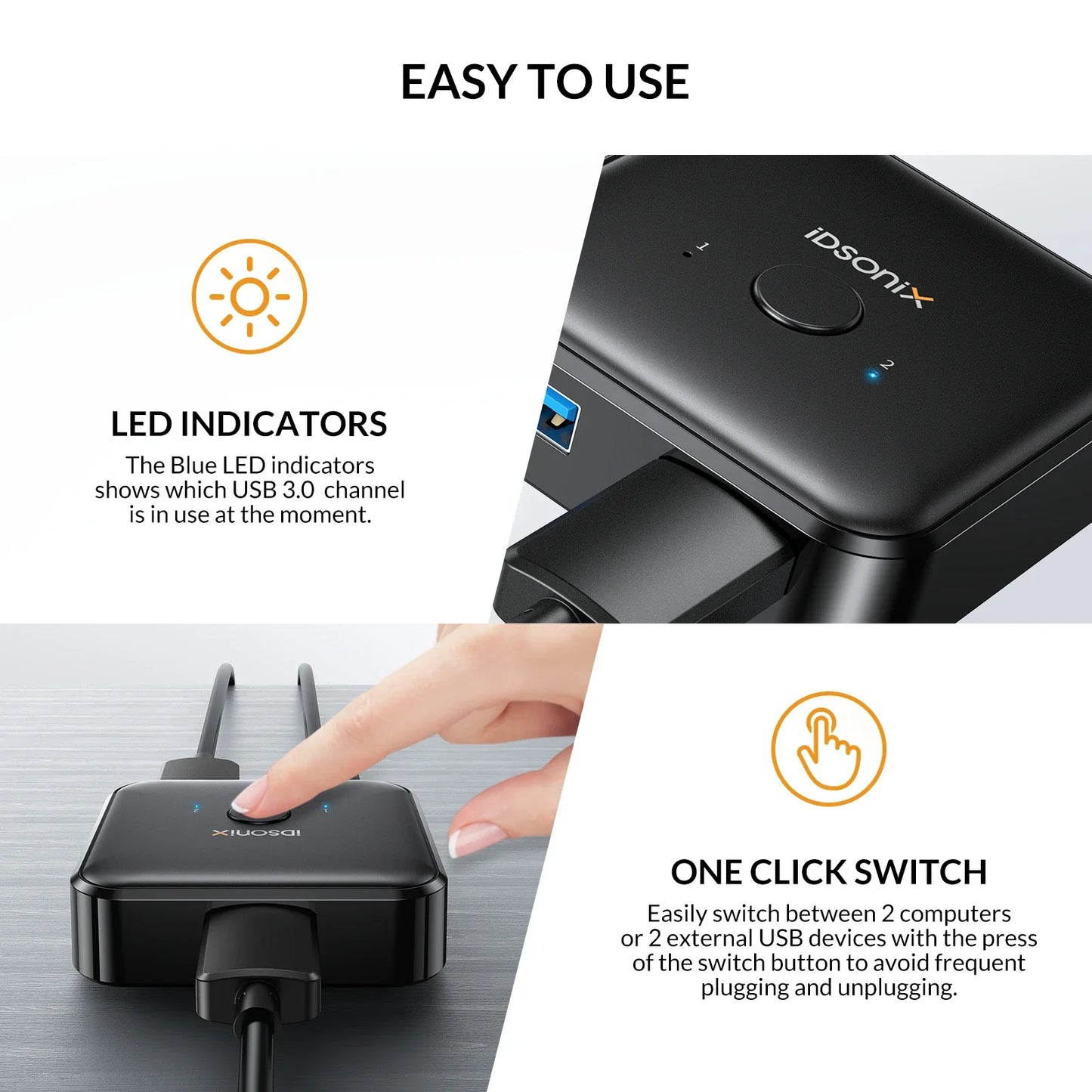 2 In 1 Data Switcher USB HUB