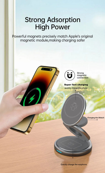 3 in 1 Foldable Magnetic Wireless Charger - Wholesalus