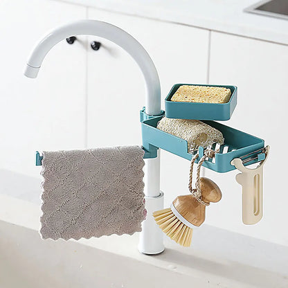 Double Floor Faucet Swivel Sponge Drain Rack - Wholesalus