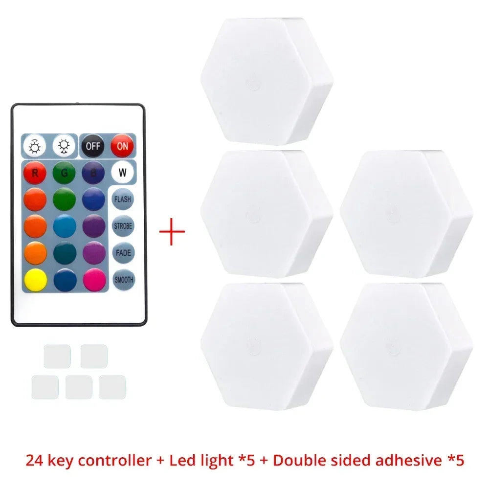 Touch Sensor RGB LED Hexagon Lamp