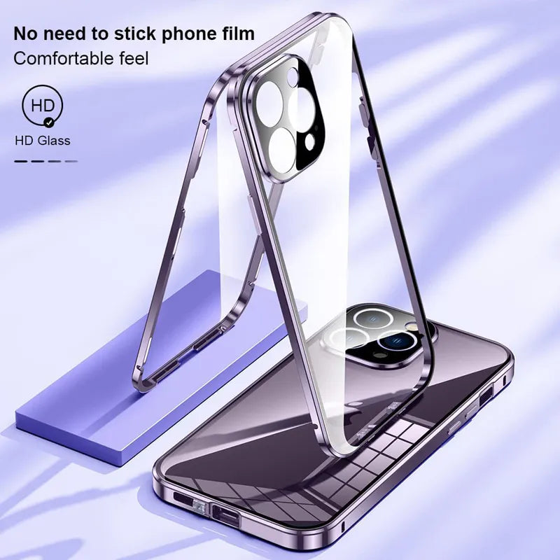 Double Sided Magnetic Glass Anti-Peep Mobile Case - Wholesalus