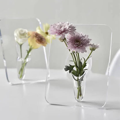 Acrylic Floral Photo Frame Vase - Wholesalus