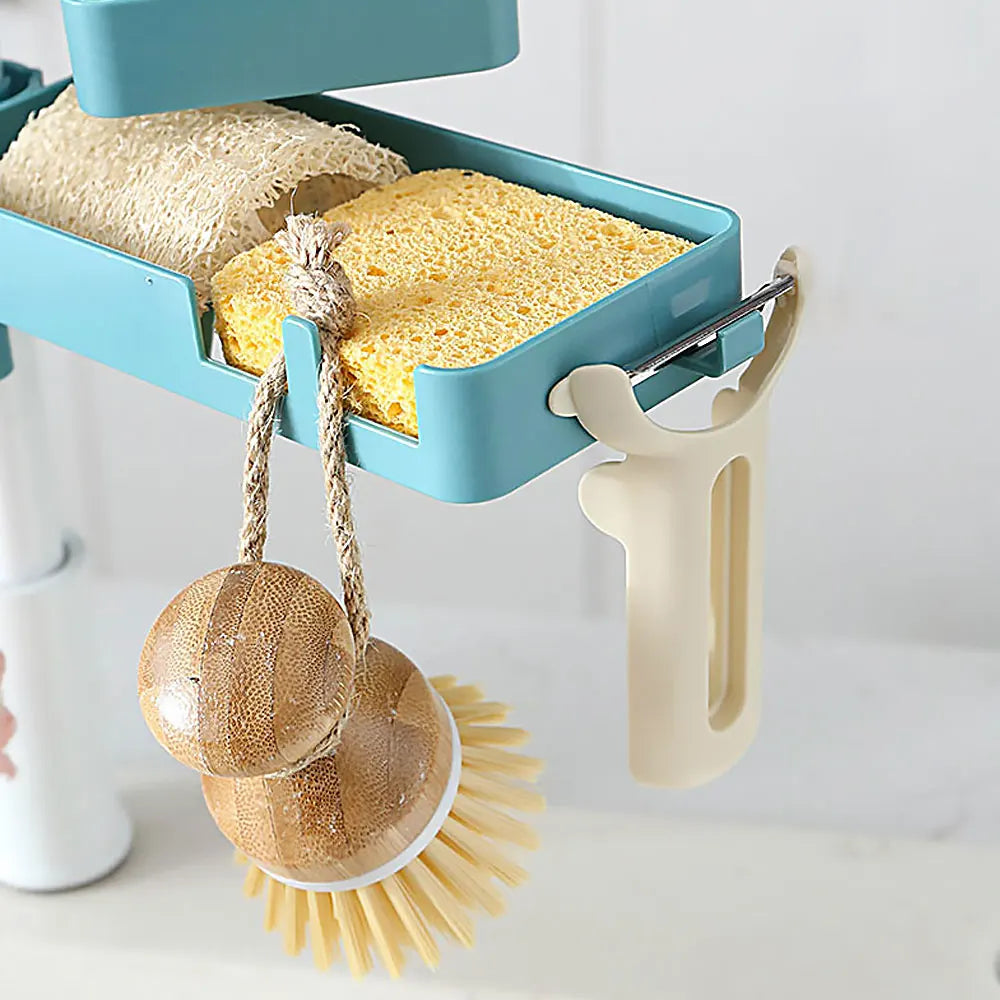 Double Floor Faucet Swivel Sponge Drain Rack