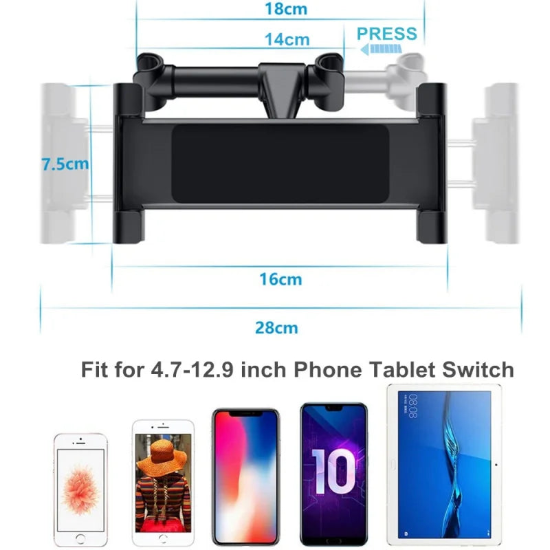 Telescopic Retractable Car Headrest Mount Phone Holder