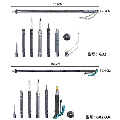 Multifunctional Aluminium Alloy Hiking Stick - Wholesalus