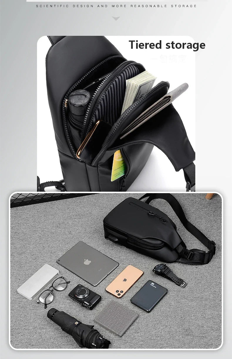 Waterproof Chest Bag with USB Charging Interface