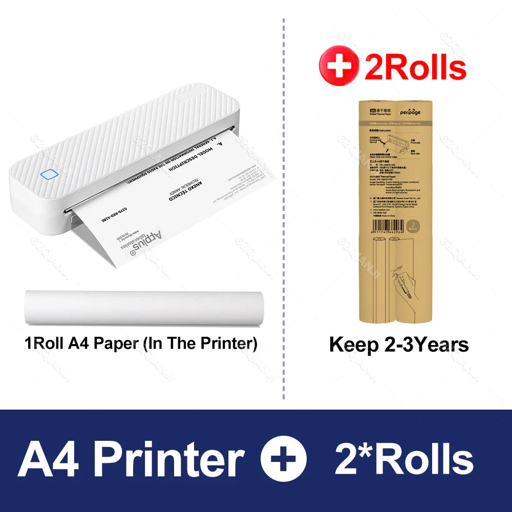 Portable Inkless Bluetooth A4 Thermal Printer