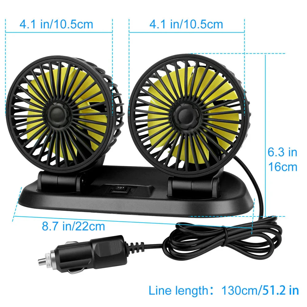 Portable Dual Head Car Air Cooling Fan