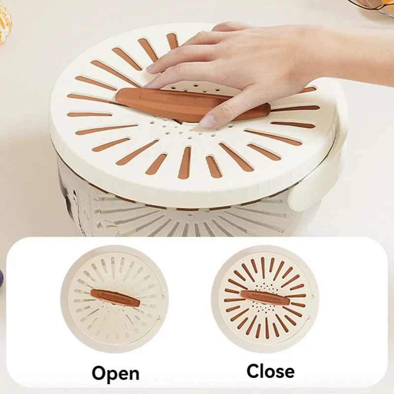 Foldable Handle Drain Basket with Lid