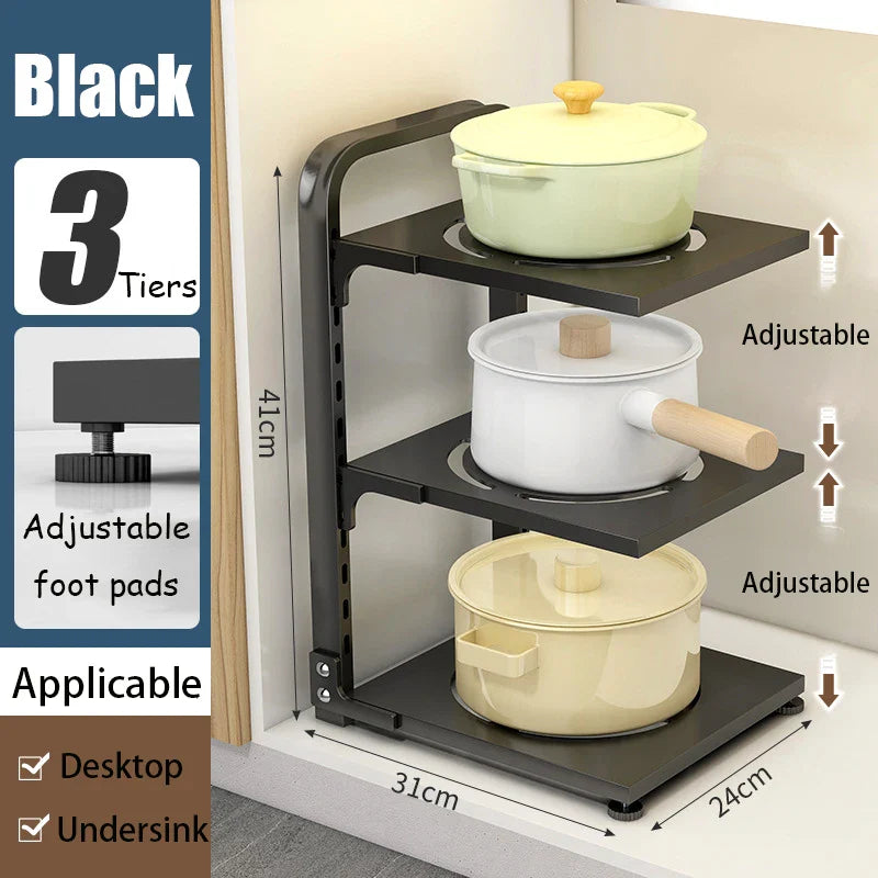 Adjustable Kitchen Pot Storage Rack