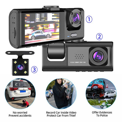 Three Channel Car HD DashCam - Wholesalus