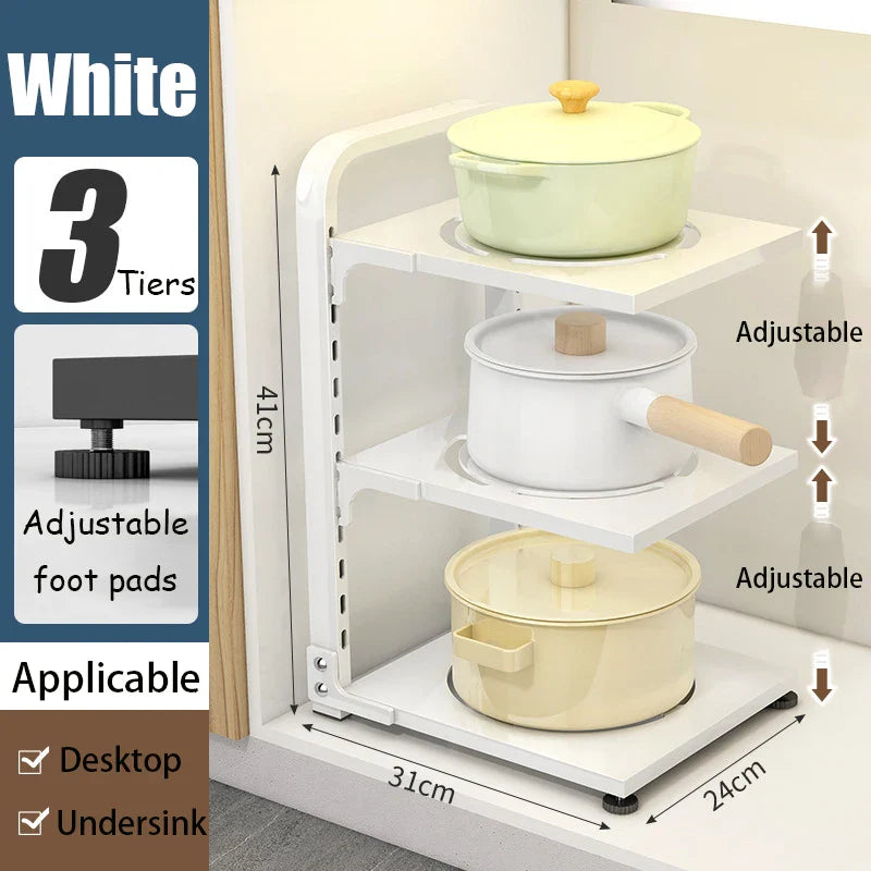 Adjustable Kitchen Pot Storage Rack