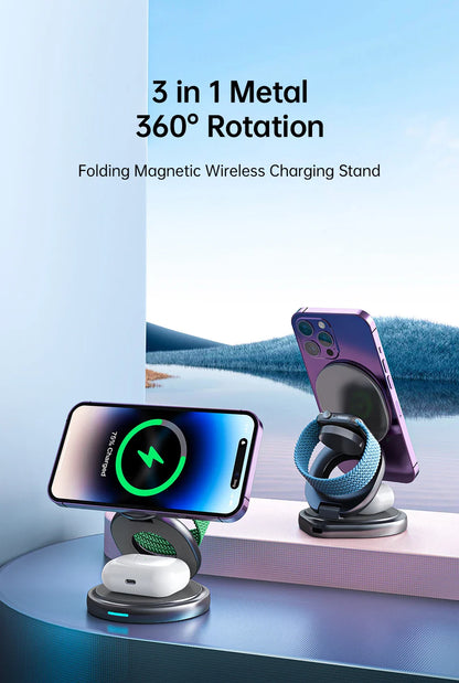 3 in 1 Foldable Magnetic Wireless Charger - Wholesalus