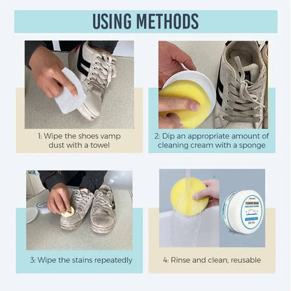 Shoe Whitening Cream With Wipe Sponge - Wholesalus