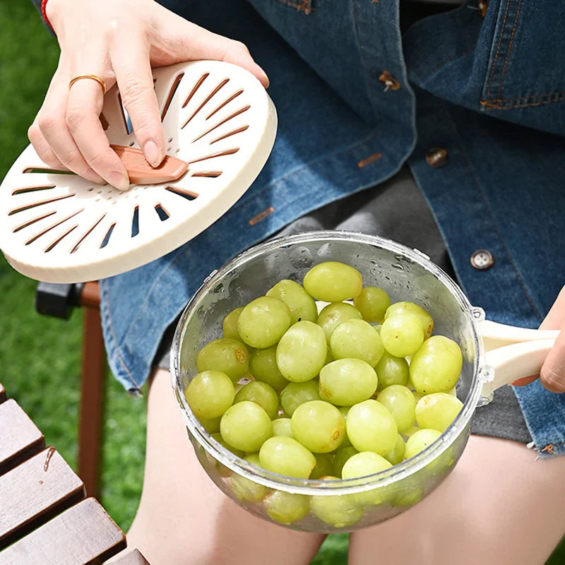 Foldable Handle Drain Basket with Lid