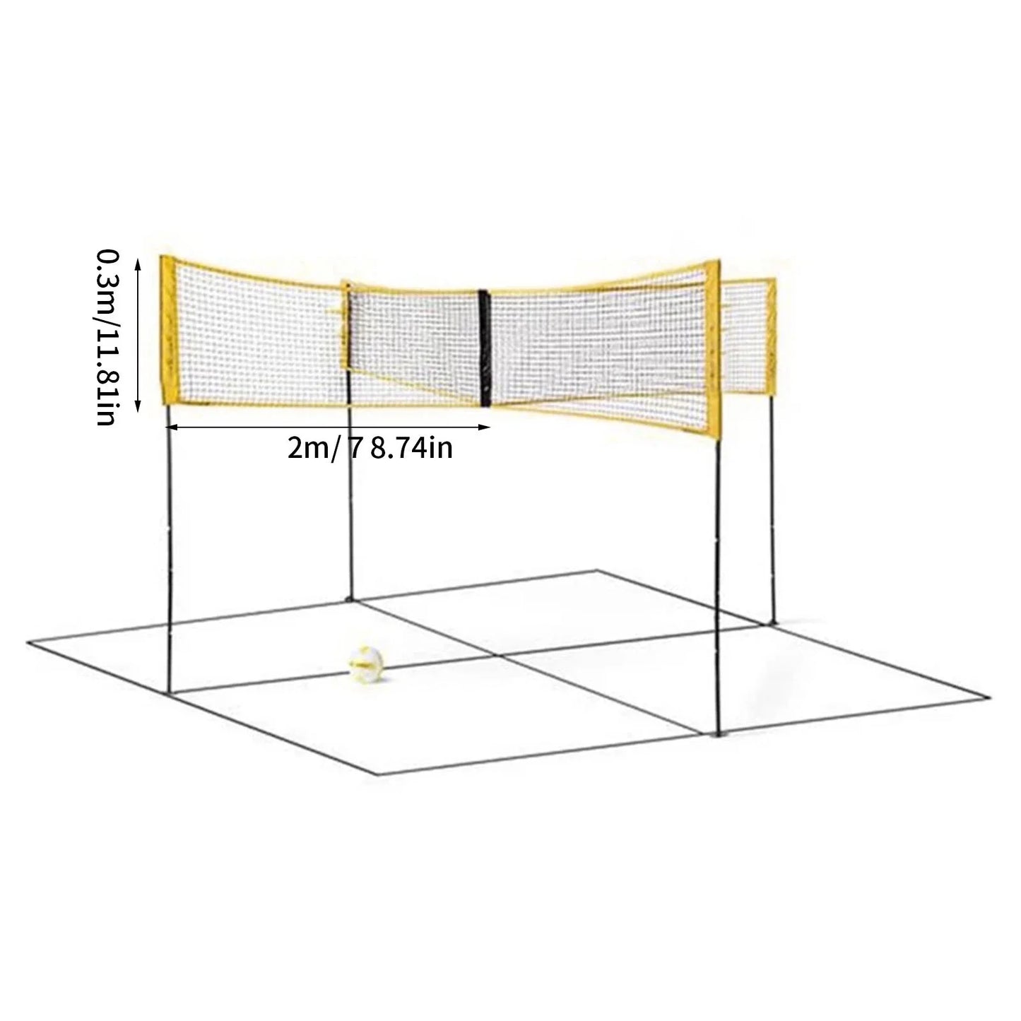 4-Way Square Volleyball Net Set