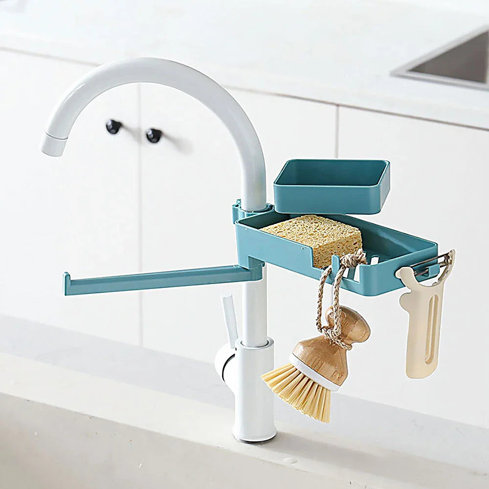 Double Floor Faucet Swivel Sponge Drain Rack