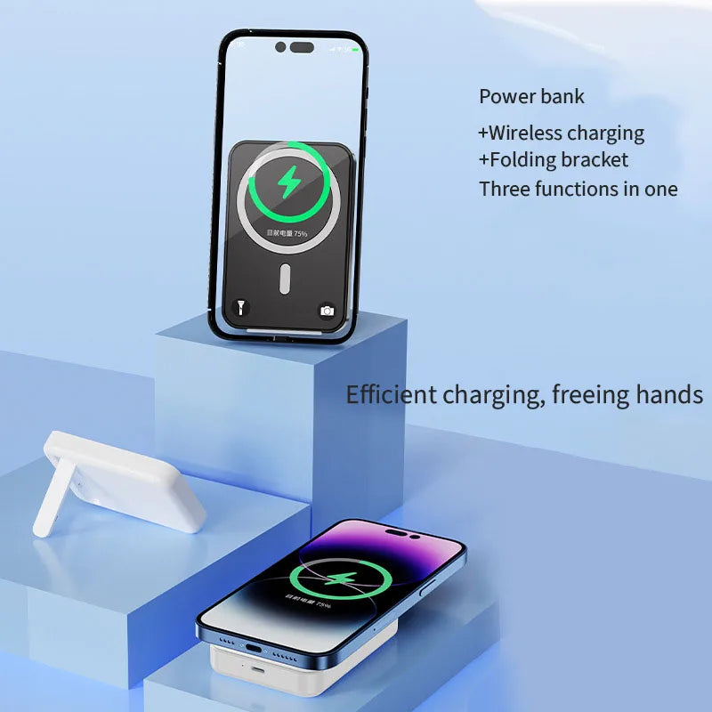 Magnetic Wireless Power Bank with Kickstand - Wholesalus