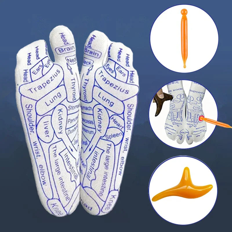 Acupressure Reflexology Socks with Massage Stick