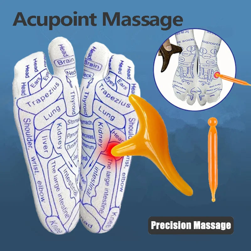 Acupressure Reflexology Socks with Massage Stick