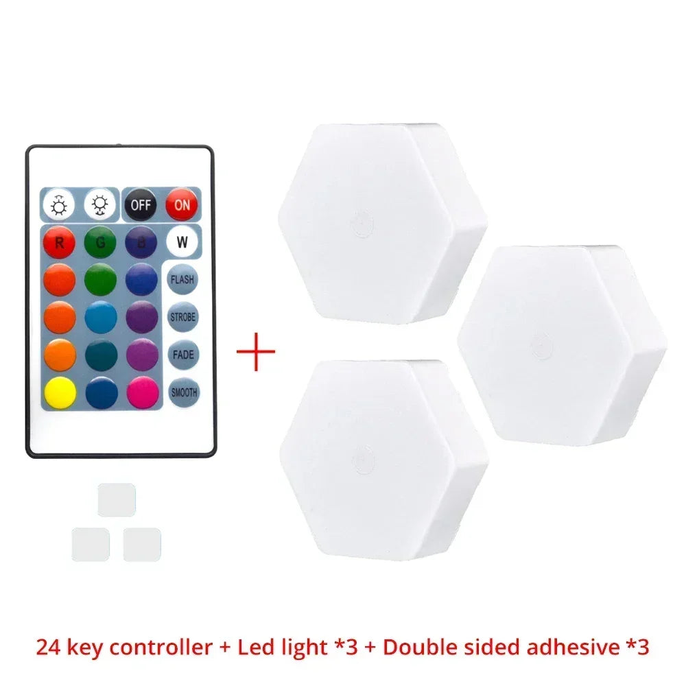 Touch Sensor RGB LED Hexagon Lamp