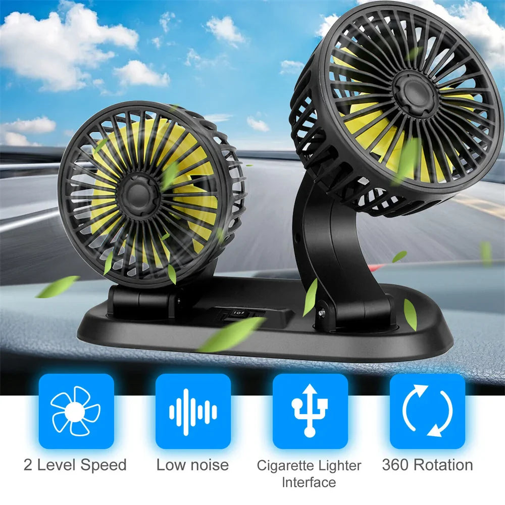 Portable Dual Head Car Air Cooling Fan